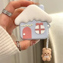 Kawaii Therapy Earphone Case<Cute Snow House Bear Protective Earphone Case