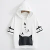 Kawaii Therapy Clothing<Japanese Neko Cat Short Sleeve Hoodie