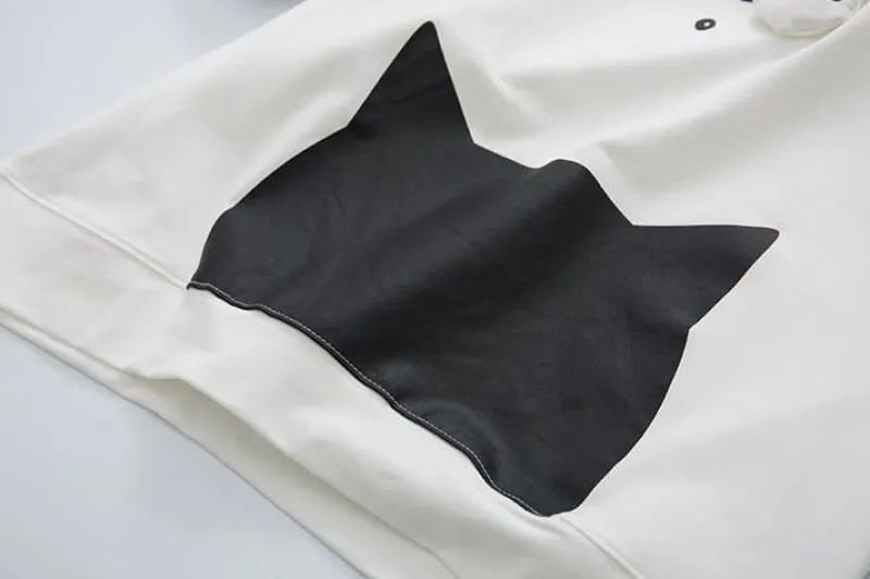 Kawaii Therapy Clothing<Japanese Neko Cat Short Sleeve Hoodie
