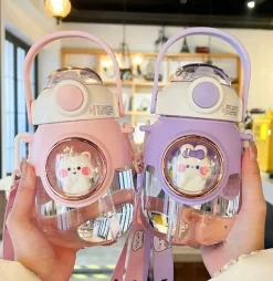 Kawaii Therapy Bottles<Kawaii Animal Pastel Straw Bottle (820ml) – Limited Edition