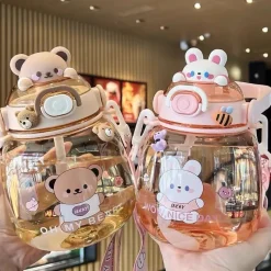 Kawaii Therapy Bottles<Kawaii Animal Style Jumbo Straw Bottle (1300ml)