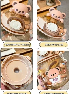 Kawaii Therapy Bottles<Kawaii Animal Style Jumbo Straw Bottle (1300ml)