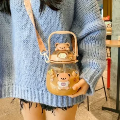 Kawaii Therapy Bottles<Kawaii Animal Style Jumbo Straw Bottle (1300ml)