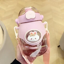 Kawaii Therapy Bottles<Kawaii Animal Style Pastel Straw Bottle (850ml)