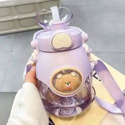 Kawaii Therapy Bottles<Kawaii Animal Style Pastel Straw Bottle (850ml)