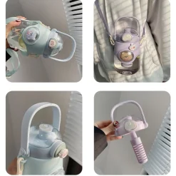 Kawaii Therapy Bottles<Kawaii Animal Style Pastel Straw Bottle (850ml)