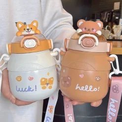 Kawaii Therapy Bottles<Kawaii Animal Style Thermal Straw Bottle – Limited Edition