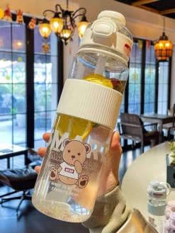 Kawaii Therapy Bottles<Kawaii Bear Boba Tea Straw Bottle (1100ml) – Limited Edition