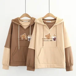 Kawaii Therapy Clothing<Kawaii Bear Bubble Tea Harajuku Hoodie – Special Edition