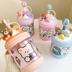 Kawaii Therapy Bottles<Kawaii Bear Pastel Style Straw Bottle – Limited Edition