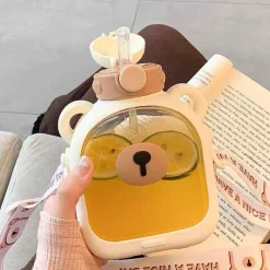Kawaii Therapy Bottles<Kawaii Bear Square Straw Bottle (700ml) – Limited Edition
