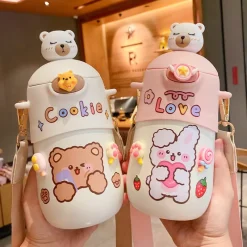 Kawaii Therapy Bottles<Kawaii Bear Sticker Thermal Flask (500ml) – Limited Edition