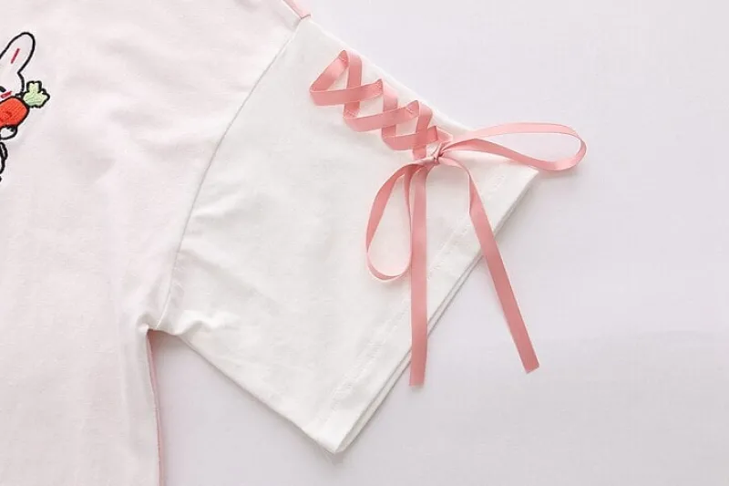Kawaii Therapy Clothing<Kawaii Bunny Carrot Laced Harajuku Shirt