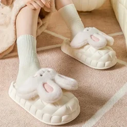 Kawaii Therapy Shoes | Slippers<Kawaii Bunny Ears Plush Slippers – Limited Edition