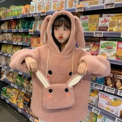 Kawaii Therapy Clothing<Kawaii Bunny Face Harajuku Hoodie – Limited Edition