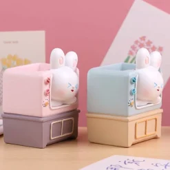 Kawaii Therapy Desk Organizers | Doll House<Kawaii Bunny TV Stationery Holder Doll – Limited Edition
