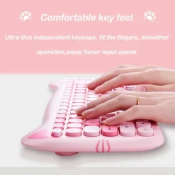 Kawaii Therapy Desk Organizers | Keyboards & Keycaps<Kawaii Candy Cat Wireless Keyboard Mouse Set – Limited Edition