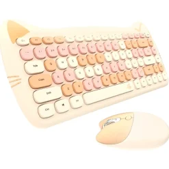Kawaii Therapy Desk Organizers | Keyboards & Keycaps<Kawaii Candy Cat Wireless Keyboard Mouse Set – Limited Edition