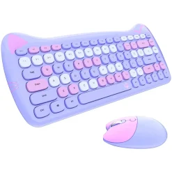 Kawaii Therapy Desk Organizers | Keyboards & Keycaps<Kawaii Candy Cat Wireless Keyboard Mouse Set – Limited Edition
