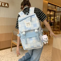 Kawaii Therapy Shoulder Bags | Preppy Backpacks<Kawaii Canvas Bear Plaid Harajuku Backpack – Special Edition