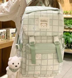 Kawaii Therapy Shoulder Bags | Preppy Backpacks<Kawaii Canvas Bear Plaid Harajuku Backpack – Special Edition