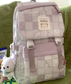 Kawaii Therapy Shoulder Bags | Preppy Backpacks<Kawaii Canvas Bear Plaid Harajuku Backpack – Special Edition