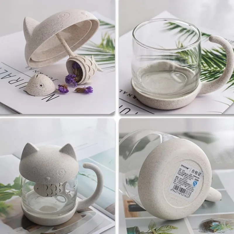 Kawaii Therapy Bottles<Kawaii Cat Glass Tea Mug (250ml)