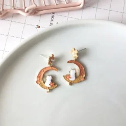 Kawaii Therapy Earrings<Kawaii Cat Moon Sakura Earrings – Limited Edition