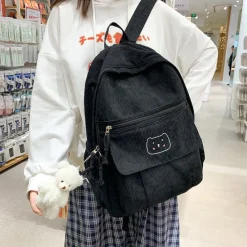 Kawaii Therapy School Backpacks | Preppy Backpacks<Kawaii Cat Style Cute Corduroy Backpack – Limited Edition