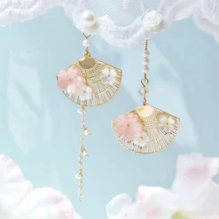 Kawaii Therapy Earrings<Kawaii Cherry Blossom Fan Earrings – Limited Edition