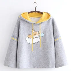 Kawaii Therapy Clothing<Kawaii Cloud Corgi Hoodie – Limited Edition