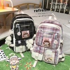 Kawaii Therapy College Backpacks | School Backpacks<Kawaii College Style Canvas Grid Backpack – Limited Edition
