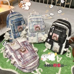 Kawaii Therapy College Backpacks | School Backpacks<Kawaii College Style Canvas Grid Backpack – Limited Edition