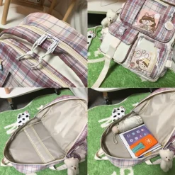 Kawaii Therapy College Backpacks | School Backpacks<Kawaii College Style Canvas Grid Backpack – Limited Edition