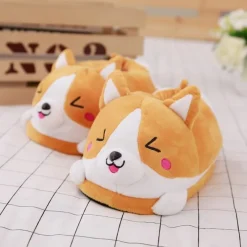 Kawaii Therapy Slippers<Kawaii Corgi Fluffy Slippers – Limited Edition