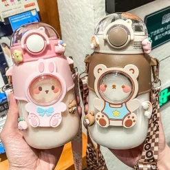 Kawaii Therapy Bottles<Kawaii Cute Animal Pastel Straw Bottle (700ml) – Limited Edition