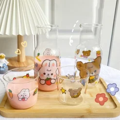 Kawaii Therapy Bottles<Kawaii Cute Bear Strawberry Glass Cup Set