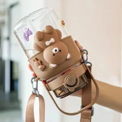 Kawaii Therapy Bottles<Kawaii Cute Jumbo Pastel Bear Straw Bottle (1000ml)