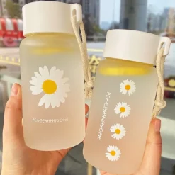 Kawaii Therapy Bottles<Kawaii Daisy Frosted Glass Bottle (500ml)