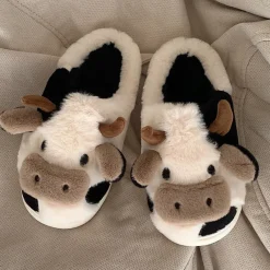 Kawaii Therapy Slippers<Kawaii Fluffy Cow Warm Cozy Slippers – Limited Edition