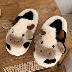 Kawaii Therapy Slippers<Kawaii Fluffy Cow Warm Cozy Slippers – Limited Edition
