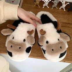 Kawaii Therapy Slippers<Kawaii Fluffy Cow Warm Cozy Slippers – Limited Edition