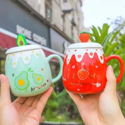 Kawaii Therapy Bottles<Kawaii Fruit Strawberry Avocado Ceramic Cups – Limited Edition