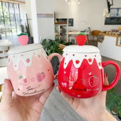 Kawaii Therapy Bottles<Kawaii Fruit Strawberry Avocado Ceramic Cups – Limited Edition