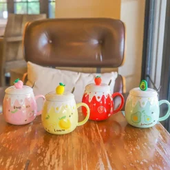 Kawaii Therapy Bottles<Kawaii Fruit Strawberry Avocado Ceramic Cups – Limited Edition