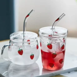 Kawaii Therapy Bottles<Kawaii Glass Strawberry Juice Cup – Limited Edition