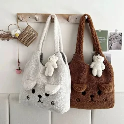 Kawaii Therapy Tote Bags<Kawaii Harajuku Winter Style Bear Tote Bag – Limited Edition