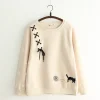 Kawaii Therapy Clothing<Kawaii Japanese Cat Embroidered Sweatshirt – Limited Edition