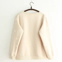 Kawaii Therapy Clothing<Kawaii Japanese Cat Embroidered Sweatshirt – Limited Edition
