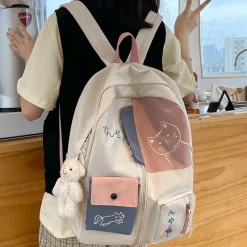 Kawaii Therapy Preppy Backpacks | Large Backpacks<Kawaii Japanese Cats Large Capacity Waterproof Backpack